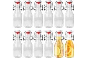 Nuangoo Set da 12 Bottiglie in Vetro da 100ml con Tappo Ermetico,Bottiglie Vetro,Bottiglie Riutilizzabili Bottiglie Vuote per Birra, Olio, Succhi, Soda (100ML)