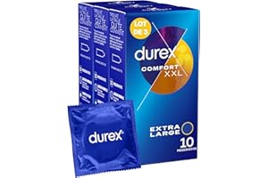 Durex Lot de 3 Préservatifs Comfort XXL - Préservatifs Extra Larges et Extra Longs - 10 pièces