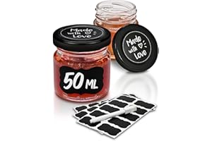Praknu 24 Mini Gläser mit Deckel 50 ml - Mit Etiketten und Stift - Luftdichte Gläschen zum Verschenken - Für Marmelade und Honig