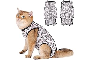 Due Felice Cat Surgery Recovery Suit Small dog Surgical recovery Onesie Pet After Surgery Wear for Female Male Cat Doggy Pink Leopard/L