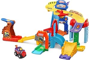 VTech - Tut Tut Bolides, Maxi Circuit Cascades avec Voiture Diego Super Turbo, Circuit Voitures Enfant, 4 Zones Magiques, Cadeau Garçon et Fille de 1 An à 5 Ans - Contenu en Français