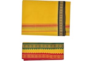 Stylesindia Men's Cotton Colored Single Layer Thalapathy Dhoti with Angavastram (Towel)