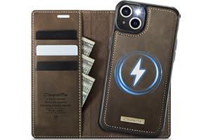 Coverilo Handyhülle für iPhone 15 Hülle Abnehmbar 2-in-1 Magnetische Premium PU Leder Klapphülle Kabelloses Laden Kartenfach RFID Schutz Standfunktion Schutzhülle für iPhone 15 – Braun