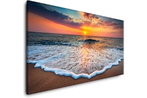 Paul Sinus Art Plages et coucher du soleil - 120 x 60 cm - Impression sur toile panoramique - Format XXL