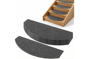 Stegmattor halvrunda 15 stycken, 24 x 60 cm trappmattor självhäftande | Självhäftande trappmatta, trappmatta för trästeg, släta trappor, för barn, seniorer, husdjur