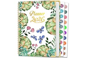 AEYAKA Agenda Calendrier 2026 – Semainier & Mensuel Relié 15,8×21,7 cm, Design Floral, Organisateur avec Onglets, Notes et Autocollants, Planificateur de Productivité pour Bureau, Études & Maison A262