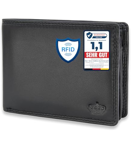 LEAS Portemonnee heren extra dun met RFID-bescherming, herenportemonnee plat in echt leer, portemonnee in liggend formaat, zwart 11,5 x 9 x 1,5 cm (l x b x h