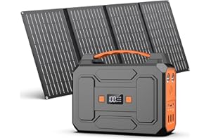 Powkey Station d'alimentation portable avec panneau solaire 99 Wh/27000 mAh avec panneau solaire pliable de 40 W 100 W avec sortie AC 230 V / USB-A/USB-C 18 W pour camping-car, camping