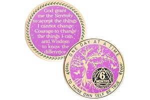‎LPARKIN LParkin 6 Monate Nüchternheit Münze, Baum des Lebens Nüchternheit Münze, AA Chips und Medaillons, Nüchternheit Geschenke für Frauen, Alkoholiker Anonymous Medaillon