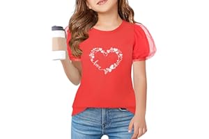 Arshiner Maglietta da Ragazza Estiva Maglia Maniche a Sbuffo Top Maglietta Girocollo Bambini Camicetta Basic Moda per Il Tempo Libero Top Abbigliamento per Bambini 5-14 Anni
