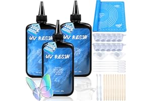 Ghguole 600 g UV Resin,Crystal Clear Hard UV Resin Kit,Ultraviolet Epoxy Resin for Beginners,UV Resin Starter Kit,Low Odor Fast Cure UV Resin for Jewelry Making,DIY Crafts,Casting and Coating