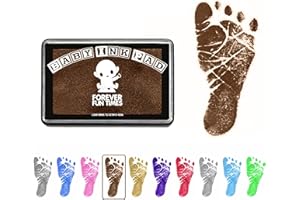 Baby Hand and Footprint Kit by Forever Fun Times | Get Hundreds of Detailed Prints with One Baby Safe Ink Pad | Easy to Clean, and Works with Any Paper or Card | Clean and Safe (Brown)