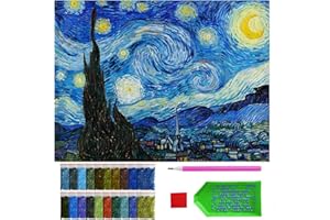 ARTULIO Diamond Painting Kit 5D DIY – Notte stellata/Vincent van Gogh – 30x40 - Pittura Diamante Fai da Te, Decorazione per Casa e Pareti, Kit di pittura con diamanti per bambini