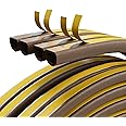 AOTUAO 12M Door Seal Rubber Weather Strip Foam Tape, D Type Self-Adhesive Weather Stripping for Keeping Bugs, Air, Draft, Dust and Noise Out, Door Draft for Door Bottom and Window, Brown
