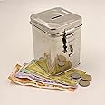 Spillbox Traditional Handicrafted Stainless Steel Piggy Bank|Money Box|Hundial|Coin Bank|Cash Container|Money Pot|Coin Collector Box|Currency Vault|Penny Saver-Stainless Steel Hundi (Small)