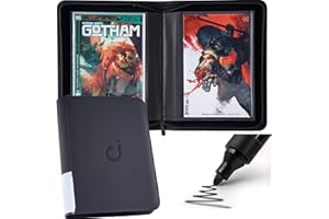 D DACCKIT DACCKIT Comic Book Binder, Comic Book Storage Album with Sleeves for Current, Silver Age, Regular Comics Bagged and Boarded - Fits 32 Comic Books（Classic Black）