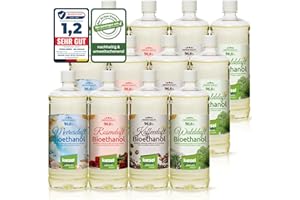 ‎KIESELGREEN KieselGreen Bioethanol 12 x 1 Liter mit Duft für Ethanol-Kamin, viele Sorten - Bio Ethanol als Raumduft in vielen Duftnoten - Parfüm für Bio Ethanol Kamin Indoor oder Bioethanol Tischfeuer (M3)