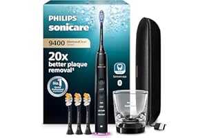 Elektryczna szczoteczka Philips Sonicare DiamondClean Smart 9400, soniczna szczoteczka do zębów z aplikacją, czujnik nacisku, 4 tryby szczotkowania i 3 poziomy intensywności, kolor czarny, HX9918/89
