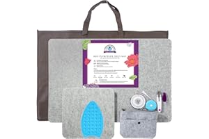 RDUTUOK Tapis de pressage en laine 43 x 61 cm pour matelassage de grande taille et 25.5 x 25.5 cm - Tampon de repassage 100 % laine avec ciseaux, ruban