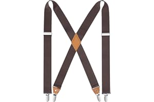 HISDERN Męskie szelki z bardzo mocnymi 4 klipsami wytrzymałe szelki w stylu X regulowane szelki