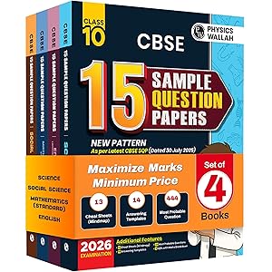 PW CBSE Class 10 Sample Papers 2026 | Science, Maths, English, Social Science | 4-Book Combo | Latest SQP