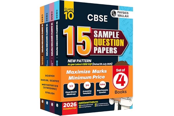 PW CBSE Class 10 Sample Papers 2026 Science, Maths, English, Social Science 4-Book Combo Latest SQP Paperback 13 August 2025