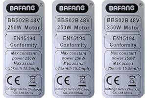EVARGOS 3x BAFANG 250w 48V BBS02B BBS01 Ebike Legal Silver Large Sticker Decal Motor
