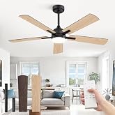 ZMISHIBO Ceiling Fan with Light, &Oslash;132 cm, Efficient DC Motor, 6 Speeds, 3 Colour Temperatures (3000K, 4000K, 6000K), Modern D