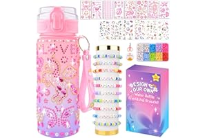 NAVDRIVL Geschenk Mädchen 5 6 7 8 9 10 11 12 Jahre, DIY Trinkflasche Bastelset Einhorn, Weihnachten Geburtstag Geschenke für Mädchen 4-12 Jahre, Wasserflasche Selbst Gestalten mit Glitzerdiamant Aufklebern