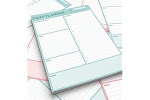 PRESTIGE PAPER Daily Planner Pad - A4 Size Organizer with Priority Tasks, To Do List, Appointments, Notes and Meals, 100 Undated Tear-Off Sheets - 3 Colours (Green)