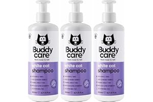 Buddycare Shampoo für Katzen, Weiß, 500 ml, 3 Stück: aufhellendes und reinigendes Shampoo für Katzen – Tiefenreinigung, frischer und juckender Duft | mit Aloe Vera