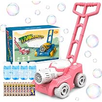 Tondeuse à bulles pour tout-petits, machine à bulles en design tondeuse à gazon, jouet à bulles, jouet d'extérieur, avec solution savonneuse