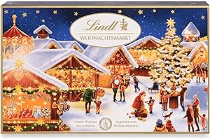 LINDT & SPRÜNGLI Lindt Schokolade | Weihnachts-Markt Pralinés-Schachtel | 200g | verschiedene weihnachtliche Pralinensorten umhüllt von feinster Vollmilchschokolade | Schokoladen-Geschenk zu Weihnachten