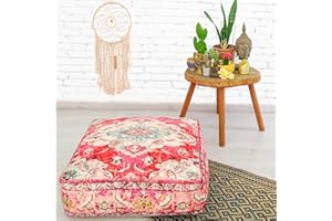 Mandala Life ART Fodera per Cuscino da Pavimento Quadrato Bohémien - 60x20 cm - 100% Cotone - Custodia pouf per pouf per Soggiorno, Camera da Letto, patio e Altro