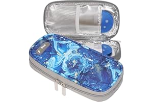 OVAKIA Small Insulin Cooler Travel Case, Medicine Bag Organizer Storage Keep Cooling Wallet for Travelling with 2 Ice Pack (Blue)