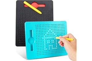 Faccito 2 Petites Tableaux à Dessin Magnétiques Tablette Magnétique avec Stylo Planche en Acier Tableau de Griffonnage pour Enfant Cadeau Éducatif (Noir, Bleu Lac)