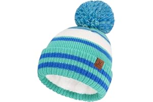 Bequemer Laden Kids Toddler Winter Hat Beanie with Pom Pom Warm Fleece Ski Baby Hats for 2-7 Years Skull Cap Unisex Baby Boy Girls Gifts