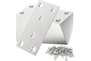 URTIOTY 10Pcs Flat Brackets for Wood, 100×50mm Heavy Duty Metal Mending Plates with Screws, Stainless Steel Flat Joining Plates Metal Connector Plate for Wood Furniture, DIY, Home Decoration