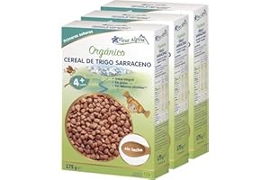 FLEUR ALPINE Alimentos para Bebés | Paquete x3 Cereales Orgánicos de Trigo Sarraceno - Gachas para Desayunos | Gachas Nutritivas Instantáneas Sin Gluten 4+ Meses Sin Azúcares Añadidos | 3x7 Porciones