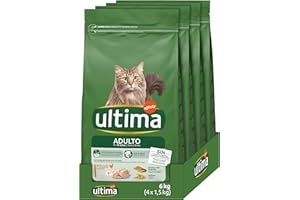 Ultima - croquettes pour chats adultes avec poulet - Pack de 4 x 1,5 kg, total : 6 kg