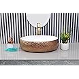 CLUSTER Designer Glossy Ceramic Table Top Wash Basin For Bathroom | Countertop Bathroom Sink For Livingroom, Resturant Decor, Oval Shape (23.6 x 15.7 x 6 inch) (CLTT-205)