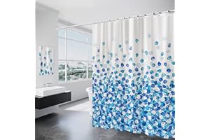 DUFU Shower Curtain for Bath Tub and Shower Stall, Shower Curtains Waterproof Resistant, Washable Polyester 180x200 cm Bath Curtains with Rustproof Hooks, White Orchid