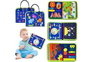 GOFFII Montessori Spielzeug, Kleinkinder Spielzeug ab 1 2 3 4 Jahre Junge Mädchen Baby Geschenk Sensorisches Busy Board, Motorikspielzeug, Grundkenntnisse Lernspielzeug, für Auto, Flugzeug, Reise - Blau