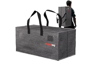 WRAPPYBAG Lot de 4 Grands Sacs à dos de Rangement Plastique – Sacs Jumbo XXL – Déménagement & Voyage – Solide, Épais & Étanche avec Poignées Renforcées – Vêtement & Linge de Lit – 76 x 36 x 38 cm