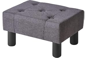 YMYNY Liten fotpall ottoman, linne rektangulär fotstöd ottoman med träben, soffa fotstöd puff soffpall, skor byte pall för va