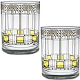 Frank Lloyd Wright DOF Double Old Fashioned Glass 14-Ounce (Gift Boxed Set of 2, Tree of Life)