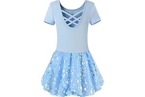 MULNALL Mädchen Ballet-Leotard Tanz-Tutu-Rock Kleinkind-Tanzoutfit Trainingskleid Kreuzriemen Rücken glänzende Perlen