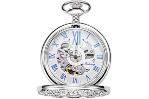 TREEWETO Montre Gousset Mecanique Montres Poche Steampunk Squelette rétro Pendentif Montre de Poche Montre Gousset Dore Montre Poche