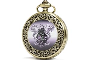 SEWOR Bronze en émail Craft Motif Japon Mouvement à Quartz Montre de Poche avec Double chaîne (métal et Cuir)