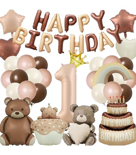 Teddybär Luftballon 1. Geburtstag - XXL Folienballon Mit Standfuß Für Kindergeburtstag